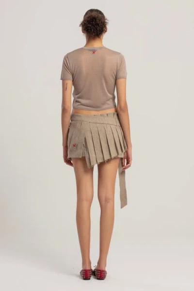 Pcfg Short Sleeve Knit Top In Brown