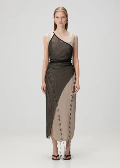 Pcfg Bodycon Dress With Tulle In Brown