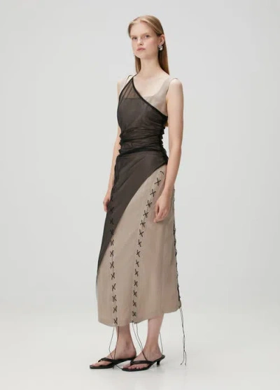 Pcfg Bodycon Dress With Tulle In Brown