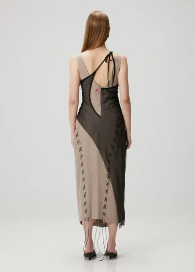 Pcfg Bodycon Dress With Tulle In Brown