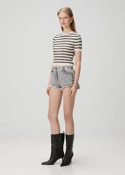 Pcfg Striped Short Sleeve Knit Top In Multi