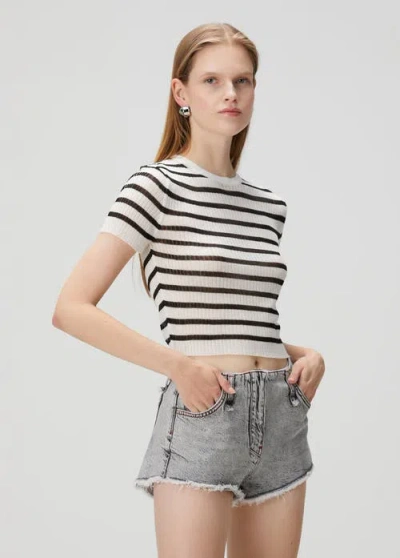 Pcfg Striped Short Sleeve Knit Top In Multi