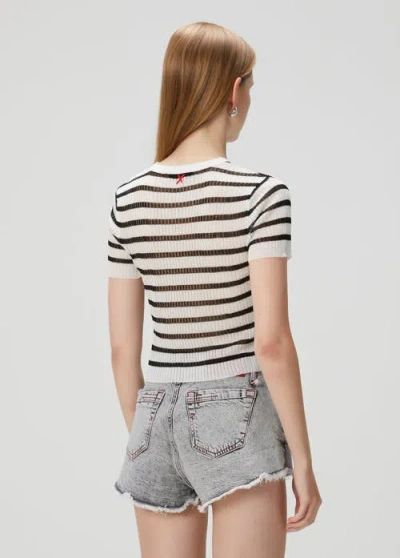 Pcfg Striped Short Sleeve Knit Top In Multi