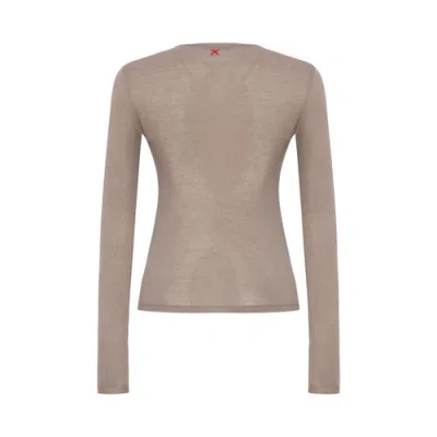 Pcfg Silken Touch Sheer Long-sleeve Top In Brown