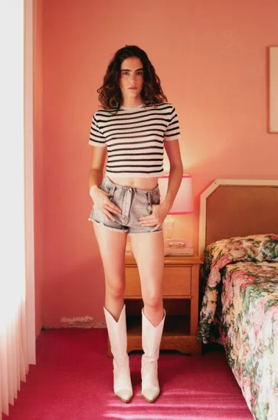 Pcfg Striped Short Sleeve Knit Top In Multi