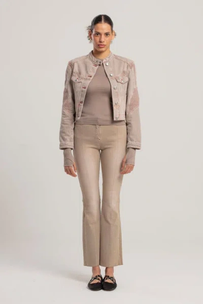 Pcfg Silken Touch Sheer Long-sleeve Top In Brown