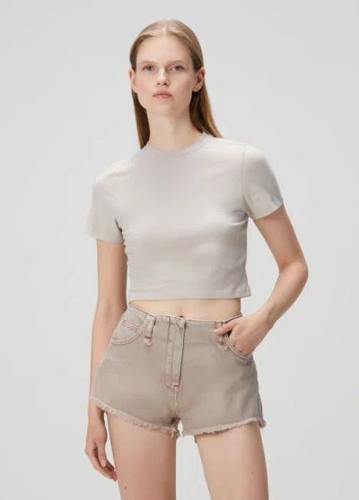 Pcfg Cotton Slim Fit Crop Tee In White