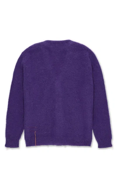 Fortela Teddy Patch Pocket Cardigan In Purple