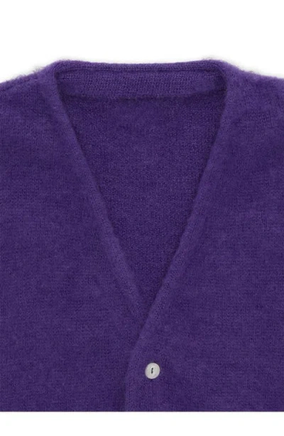 Fortela Teddy Patch Pocket Cardigan In Purple
