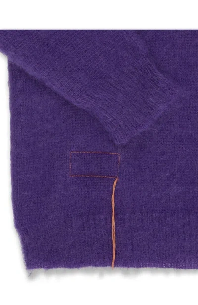 Fortela Teddy Patch Pocket Cardigan In Purple