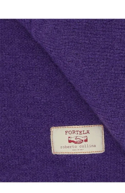 Fortela Teddy Patch Pocket Cardigan In Purple