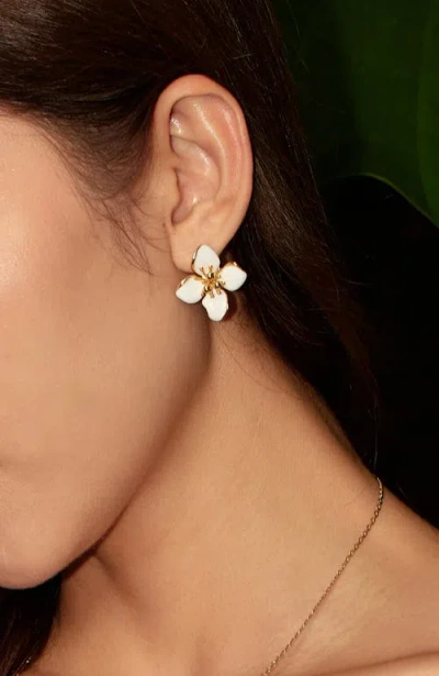 Retro Chic Iris Blossom Stud Earrings