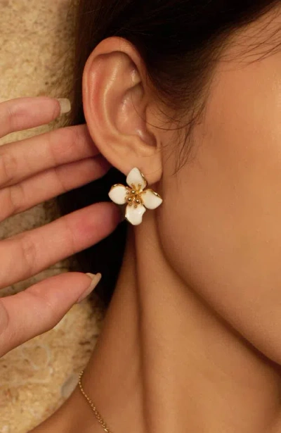 Retro Chic Iris Blossom Stud Earrings