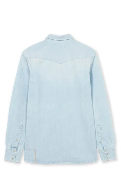 Fortela Texj Texan Bleach Wash Denim Shirt In Blue