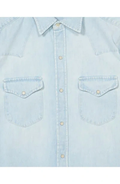 Fortela Texj Texan Bleach Wash Denim Shirt In Blue