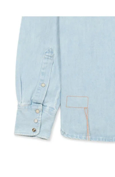 Fortela Texj Texan Bleach Wash Denim Shirt In Blue