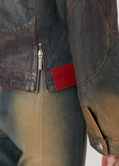 Pcfg Pure Cotton Faded Motorcycle Denim Jacket In Blue