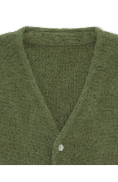 Fortela Teddy Patch Pocket Cardigan In Green