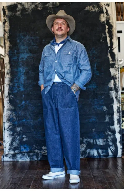 Fortela Jerom Indigo Rinse Denim Pants In Brown