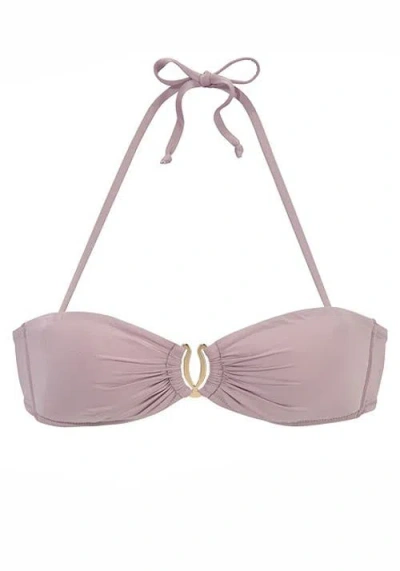Lascana Ruched Bandeau Bikini Top In Purple