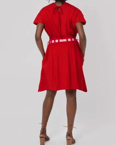 Haveli Amma Ribbon Dress In Red