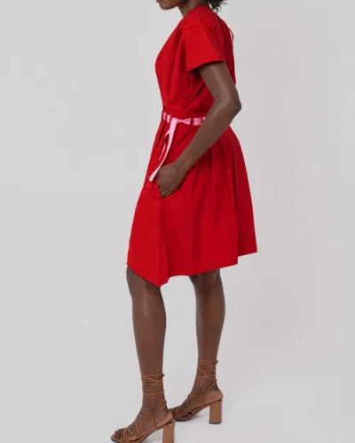 Haveli Amma Ribbon Dress In Red