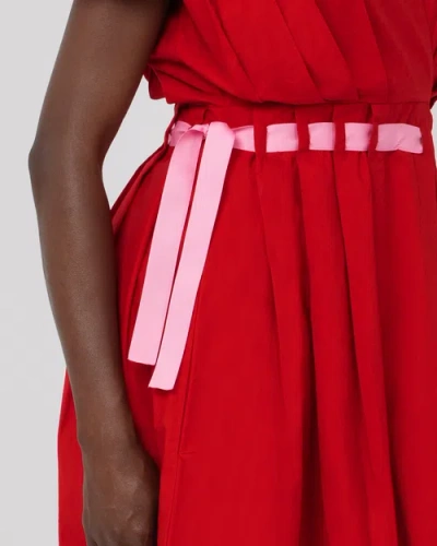 Haveli Amma Ribbon Dress In Red