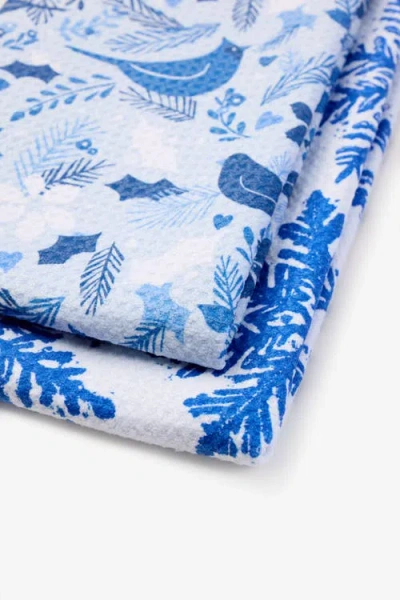 Geometry Kitchen Tea Towel Set In Blue