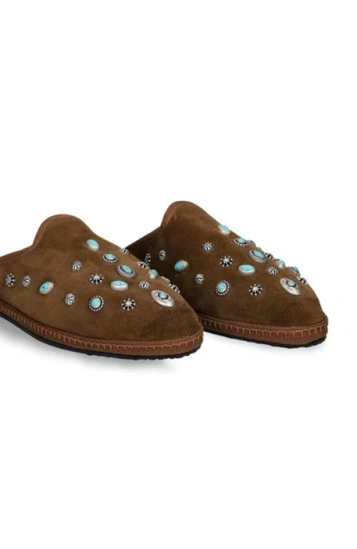 Fortela Flap Friulan Suede Leather Sabot In Brown