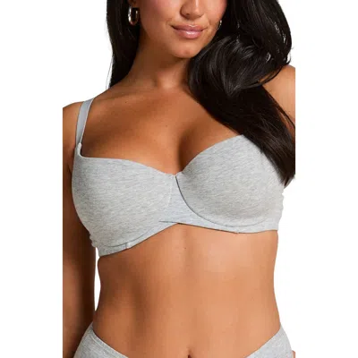Hunkemoller Hunkemöller Cotton Padded Underwired Bra In Gray