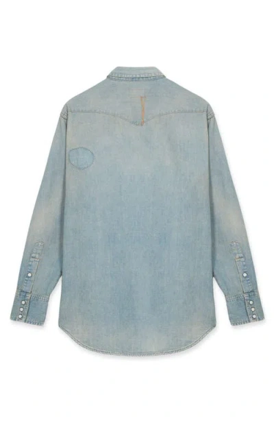 Fortela Jennyvint Custom Wash Denim Shirt In Animal Print