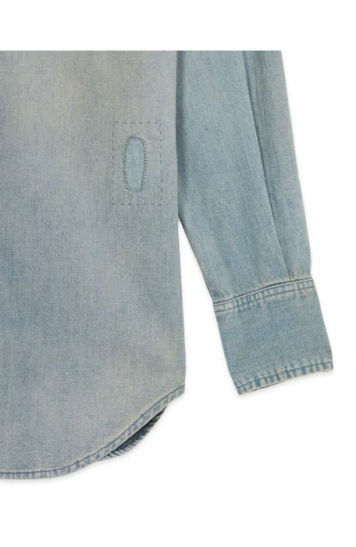 Fortela Jennyvint Custom Wash Denim Shirt In Animal Print