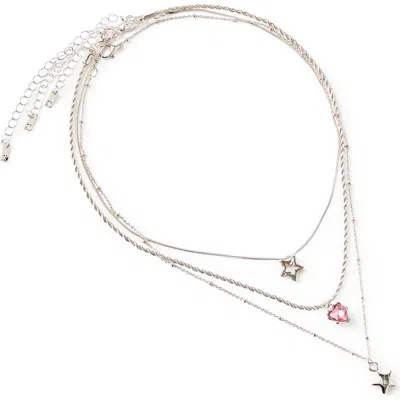 Cotton On 3pk Pendant Necklace In Silver