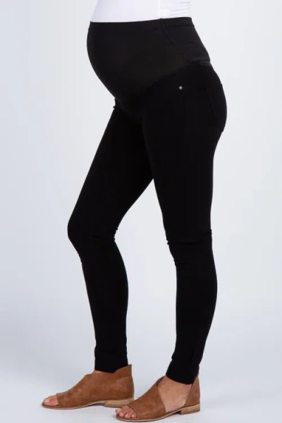 Pinkblush Solid Basic Maternity Jeggings In Black
