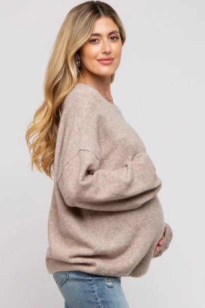 Pinkblush Basic Drop Shoulder Sweater In Brown