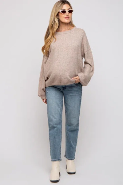 Pinkblush Basic Drop Shoulder Sweater In Brown