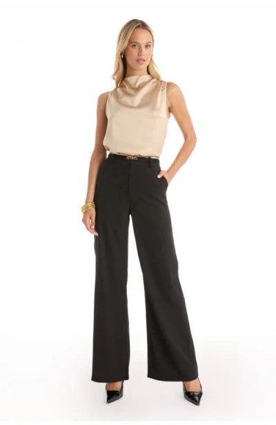 The Noli Shop Martina Belted Trouser In Black