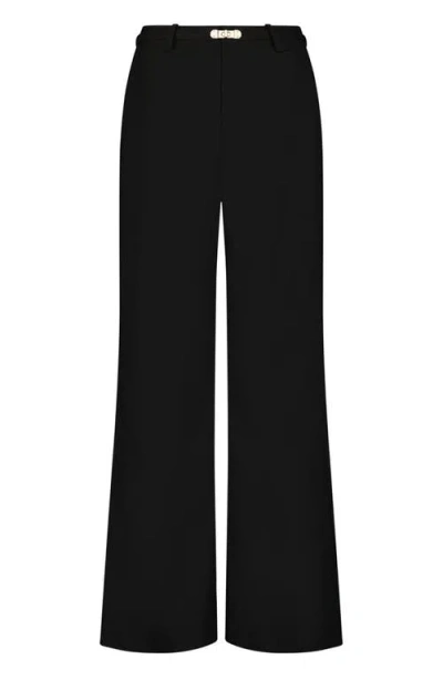 The Noli Shop Martina Belted Trouser In Black