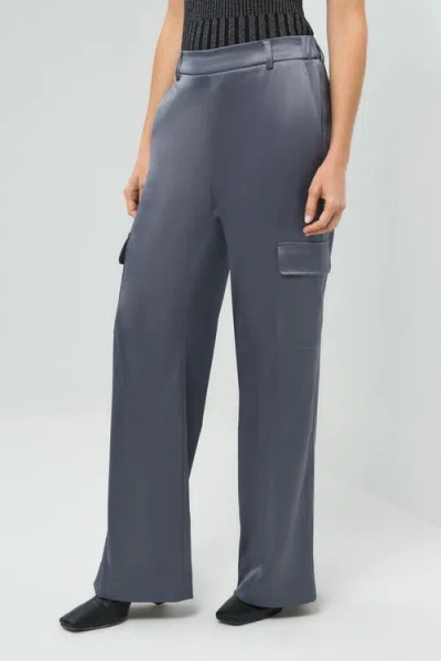Anatomie Candela Satin Cargo Wide Leg Pant In Gray