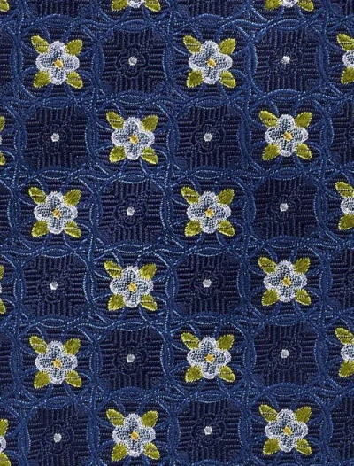 Oak Hill Premium By Dxl Big & Tall Floral Medallion Silk Tie In Blue