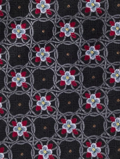 Oak Hill Premium By Dxl Big & Tall Floral Medallion Silk Tie In Black