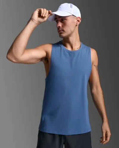 2xu Motion Cotton Flex Tank In Blue