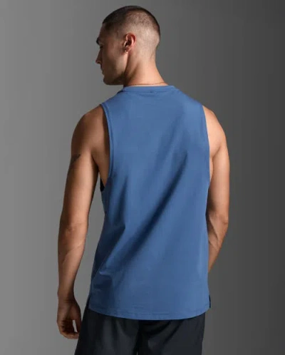 2xu Motion Cotton Flex Tank In Blue