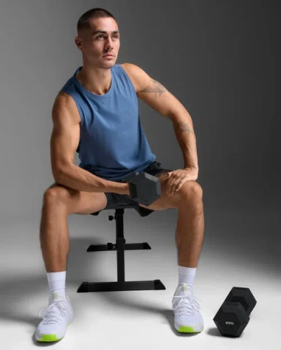 2xu Motion Cotton Flex Tank In Blue