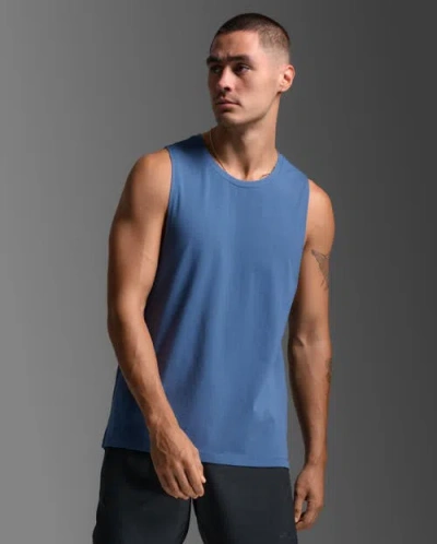 2xu Motion Cotton Flex Tank In Blue
