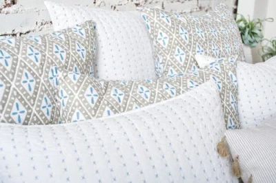 Carol & Frank Liam Sky Bedding In White