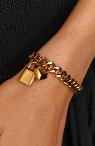 Nialaya Gold Cuban Charm Bracelet In Gold