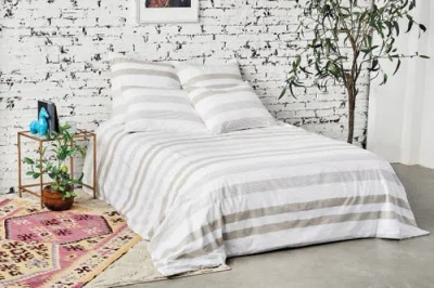 Carol & Frank Noland Stripe Dune Queen Duvet Cover In Multi