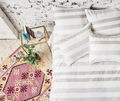 Carol & Frank Noland Stripe Dune Queen Duvet Cover In Multi