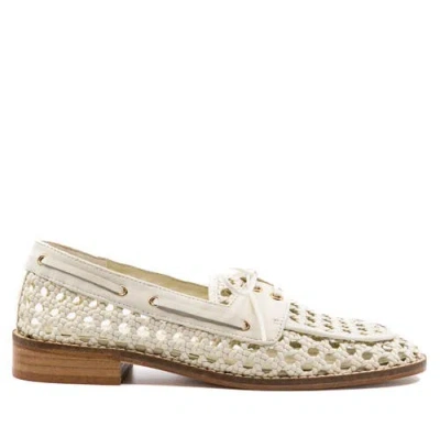 Andrea Gomez Carla Leather Loafers In White